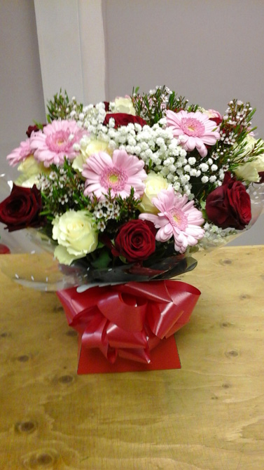 Red birthday aqua gift boxes north Bristol florist BB4